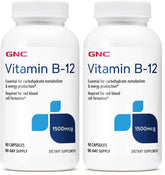 GNC Vitamin B-12 1500mcg bottle - pack of 2 with 90 capsules each