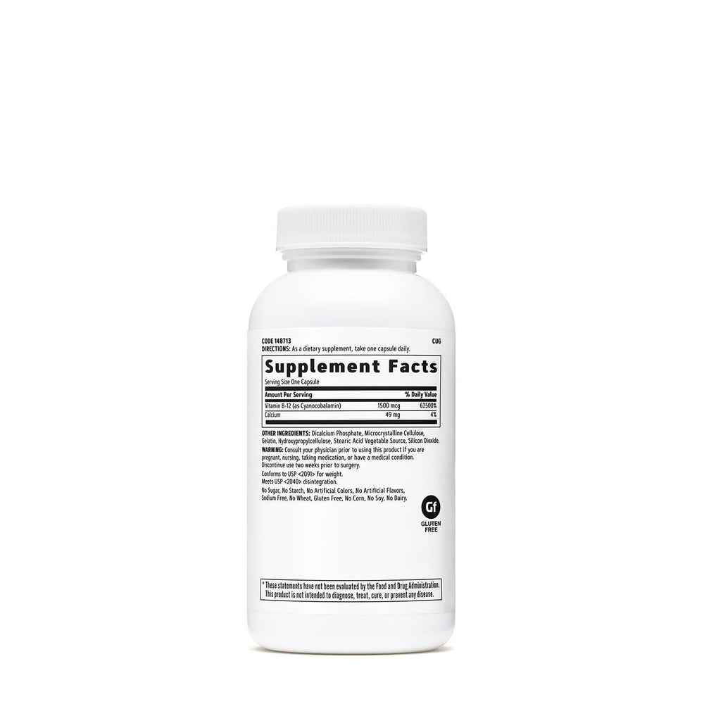Close-up of Vitamin B-12 1500mcg capsules