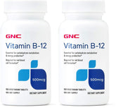 GNC Vitamin B-12 500mcg bottle with 100 tablets pack 2 – front view
