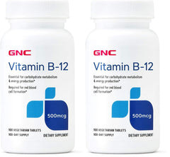 GNC Vitamin B-12 500mcg bottle with 100 tablets pack 2 – front view