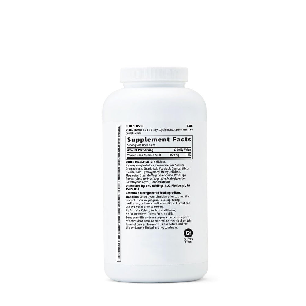 Close-up of GNC Vitamin C 1000 mg label