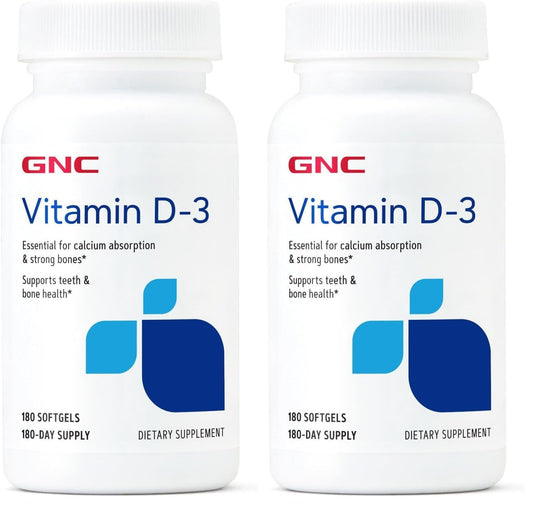 GNC Vitamin D3 50 mcg softgel bottle – front view