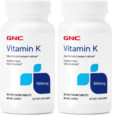GNC Vitamin K 100mcg bottle with 180 tablets (Pack of 2)