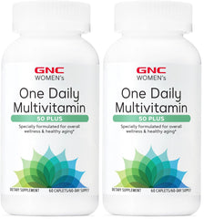 GNC Women's 50+ One Daily Multivitamin bottle with two-pack packaging