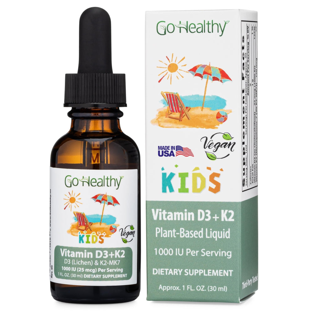 Go Healthy Kids D3 K2 vanilla liquid drops bottle front view
