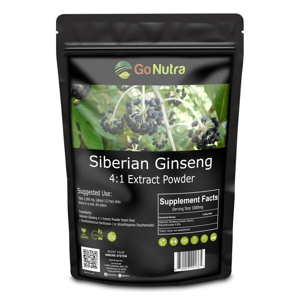 Go Nutra Siberian Ginseng Eleuthero Root Powder 4:1 Extract 4x Stronger