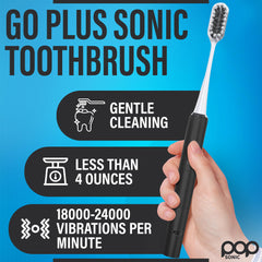Black-handled Go Plus Sonic Toothbrush close-up
