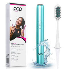 Kit contents: toothbrush handle, 2 brush heads, case, AAA battery, and instruction manual