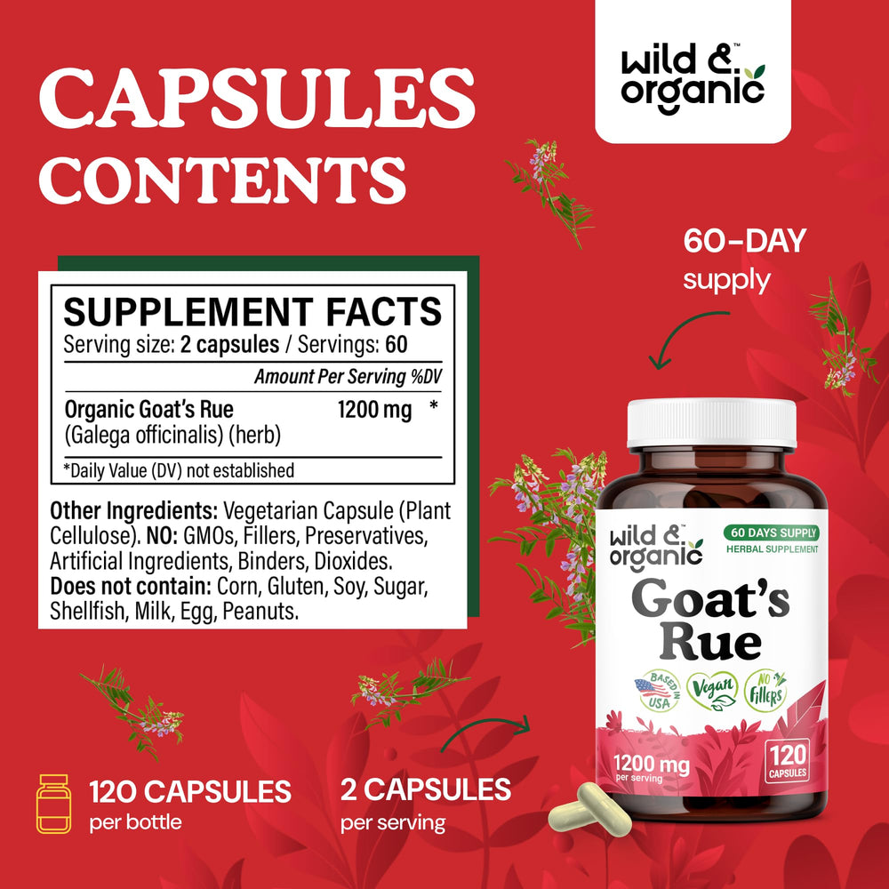 Goats Rue herb ingredient label with 1200 mg per serving