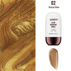 GOERTI Glow Bronzing Serum on skin showing golden shimmer.