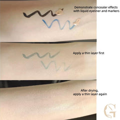 GOERTI leg tattoo-cover swatch yields a seamless, natural finish.