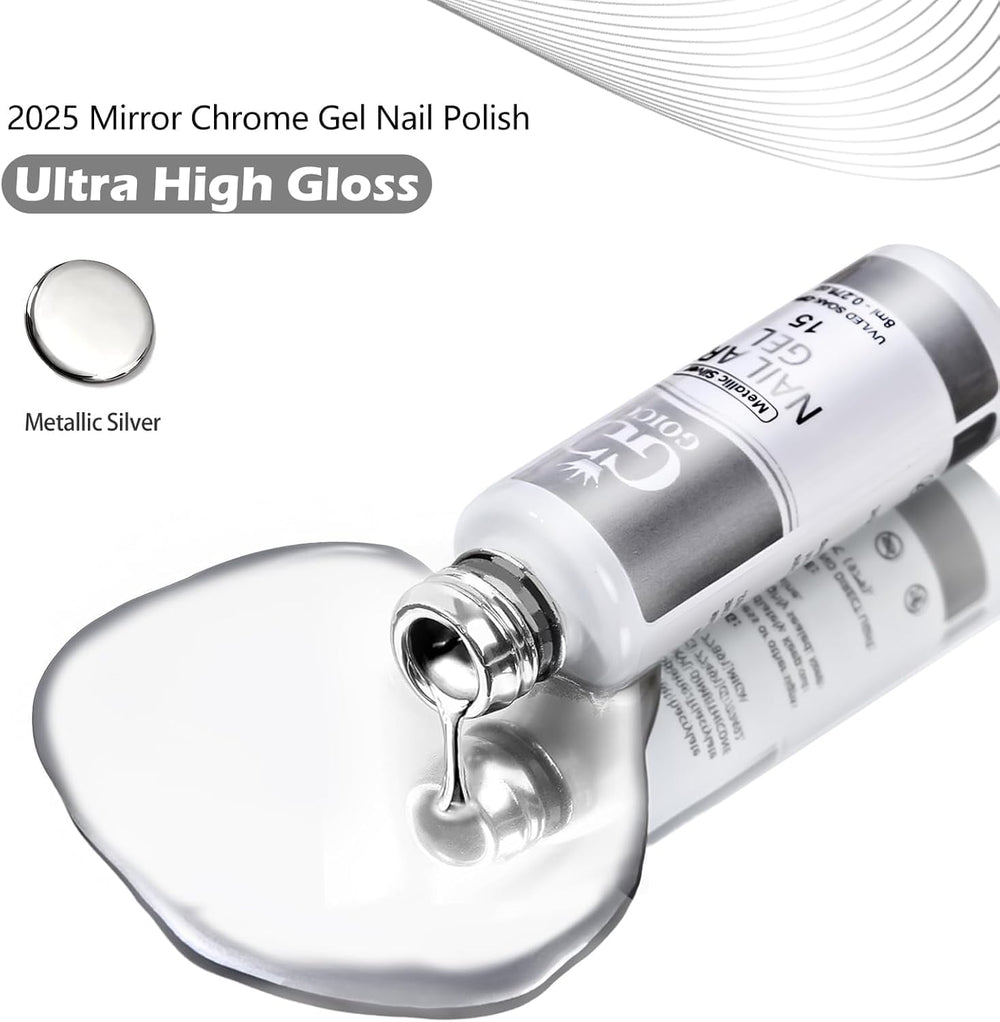 GOICC chrome mirror effect example highlighting 3D nail art possibilities.