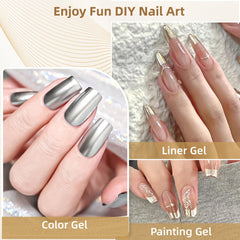 GOICC swirls and geometric patterns for bold metallic nail designs.