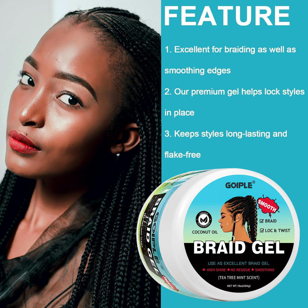 Goiple gel adds high shine across braids