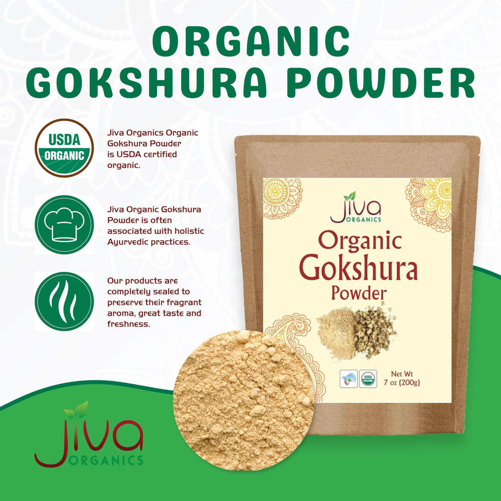 Close-up of gokshura powder texture