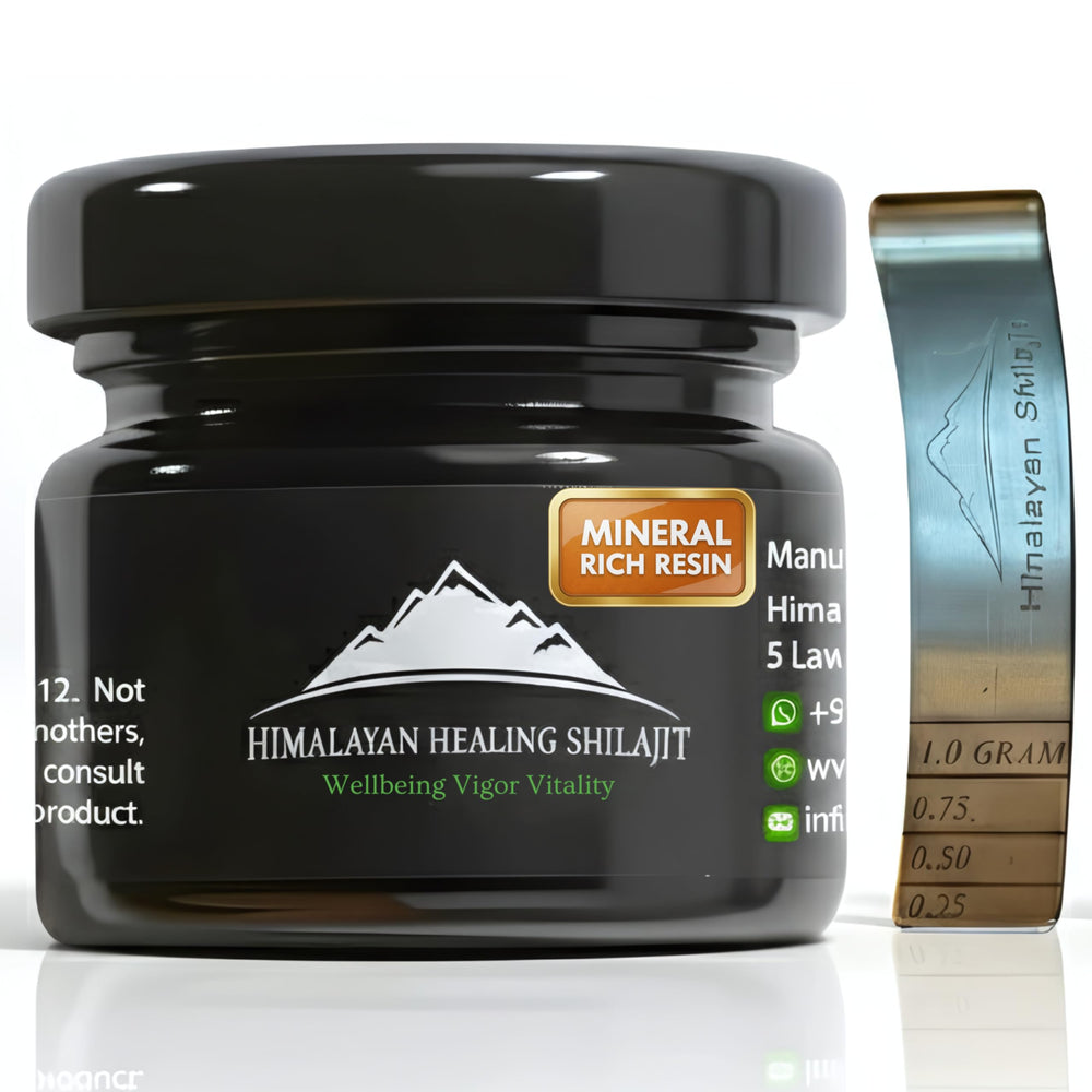Gold-grade Himalayan Shilajit resin 30g – packaging and pure resin