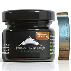 Gold-grade Himalayan Shilajit resin 30g – packaging and pure resin