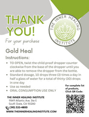 Gold Heal tincture bottle label on white background