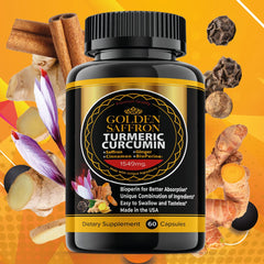 Close-up of saffron extract and plant-based ingredients