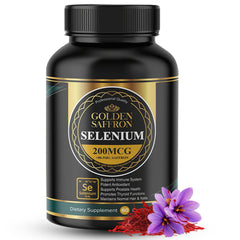 Front view of Golden Saffron Selenium bottle