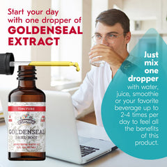 Organic ingredients and Goldenseal root illustration
