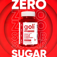 Goli Zero Sugar gummies packaging displaying Plant Based and No Sugar features