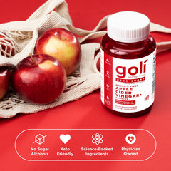 Bottle with Apple Cider Vinegar Gummies on a white background