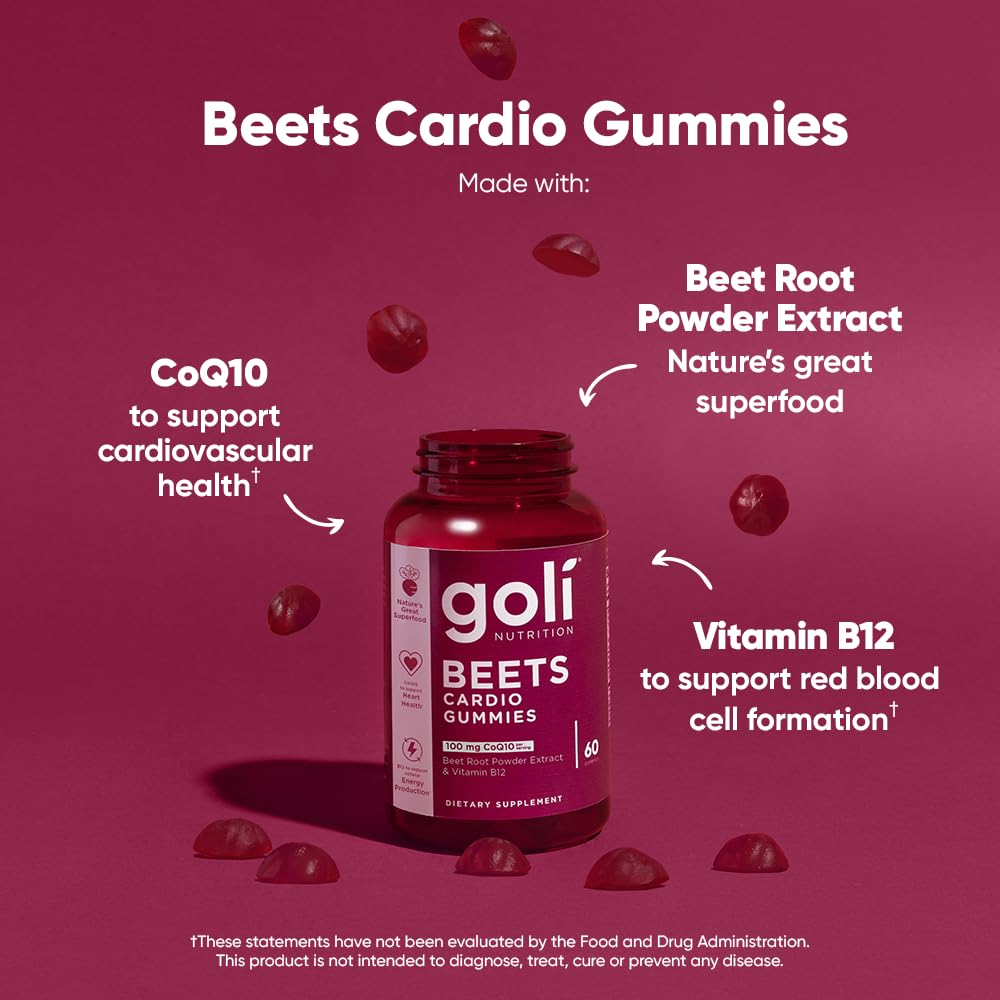 Close-up of Goli Beets Cardio Gummy with CoQ10 100 mg