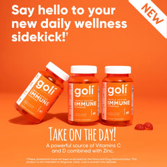 Nutritional information on back of Goli Immune Vitamin Gummy bottle