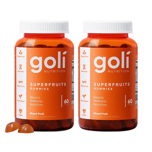Front view of Goli Superfruits Beauty Gummies bottle