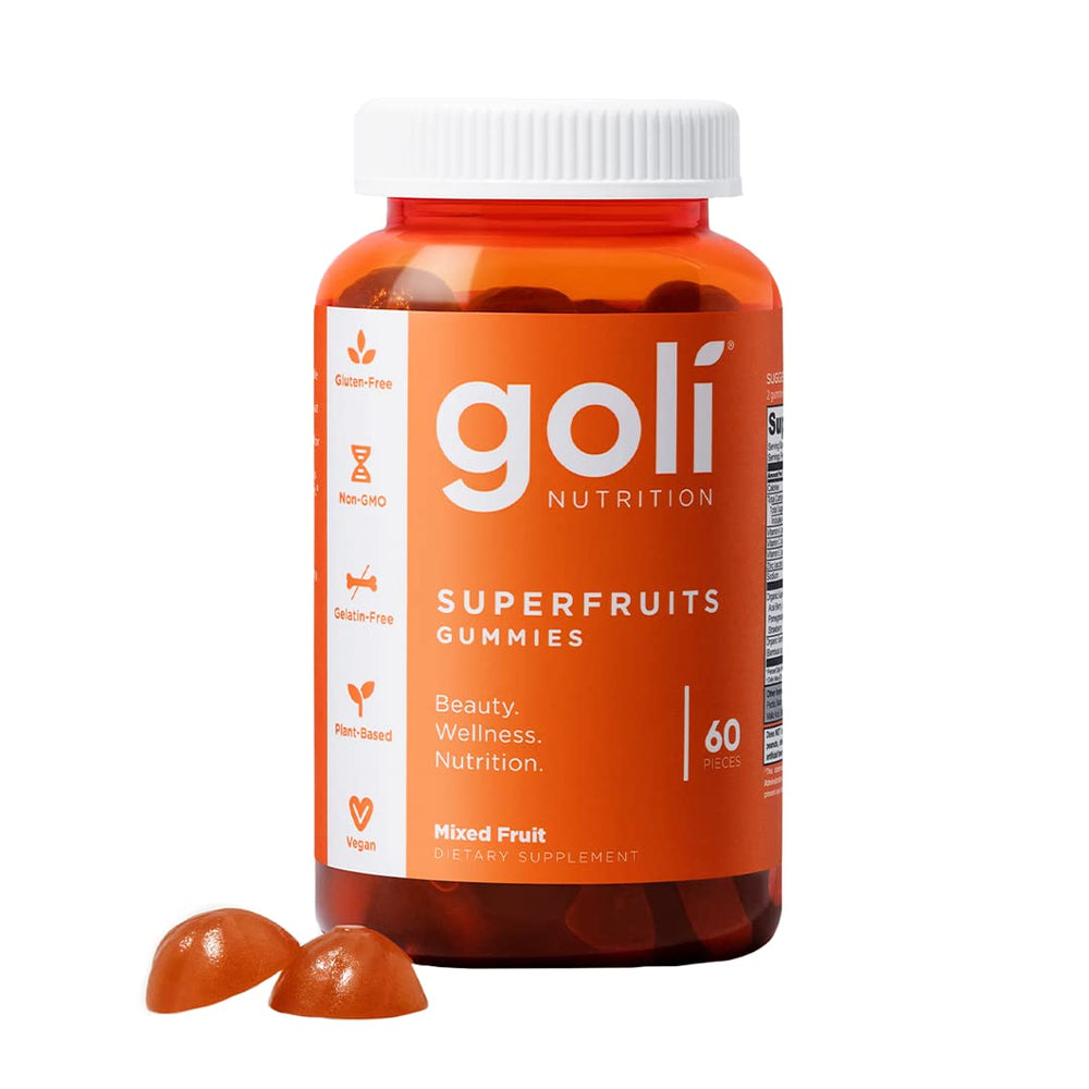 Front view of Goli SuperFruits Beauty Gummy bottle - 60 count