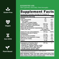 Close-up of Goli SuperGreens gummies and label