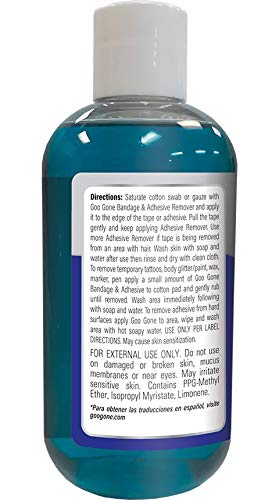 Goo Gone Bandage Remover bottle with sting-free formula for sensitive skin