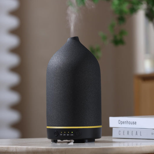 Gooamp 200ML Ceramic Essential Oil Diffuser Black front view