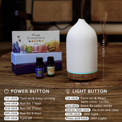 Diffuser functioning as a small humidifier for spaces up to 300 sq ft
