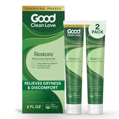 Good Clean Love Restore applicator-in-use provides discreet targeted moisture for comfort during intimacy.