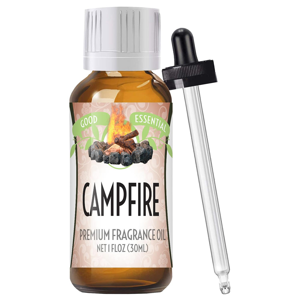Good Essential Campfire Fragrance Oil in a 1 oz amber glass bottle