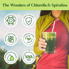 Non-GMO label on Good Natured chlorella spirulina powder