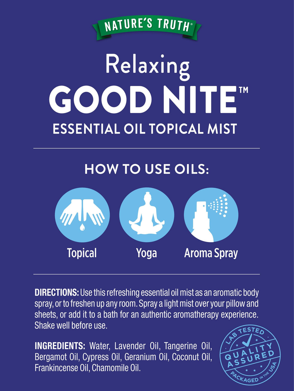Good Nite mist used for relaxation, yoga, and aroma spray