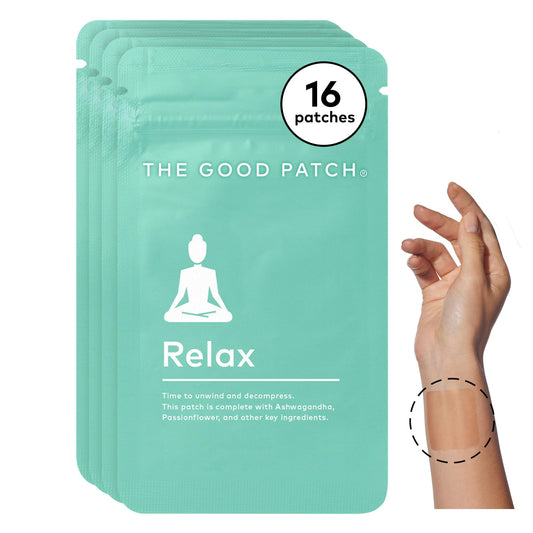 The Good Patch Relax Patches packaging and 16-count box