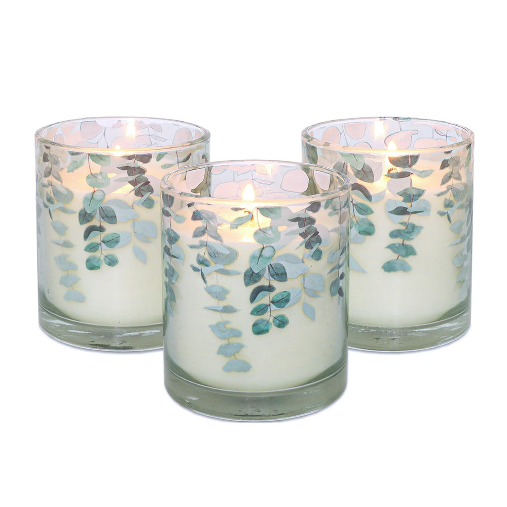 GORGE MOMENT eucalyptus-scented candle set enhances decor with a tranquil scent.