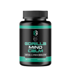 Gorilla Mind Calm bottle label with 120 capsules