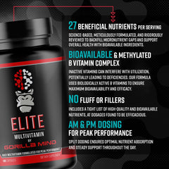 Serving scoop and capsules of Gorilla Mind Elite Multi-Vitamin