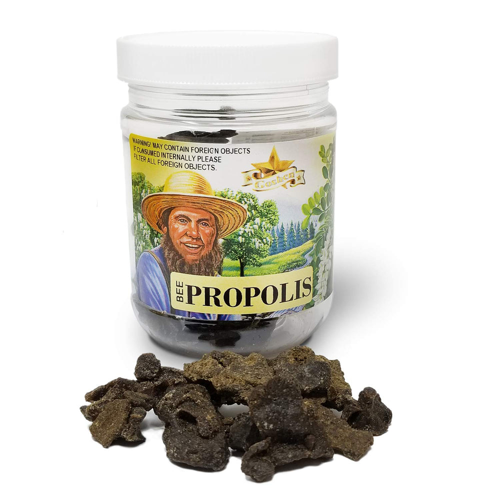 Close-up of raw bee propolis nuggets