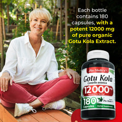 Back view of the Gotu Kola capsules bottle showing dosage information
