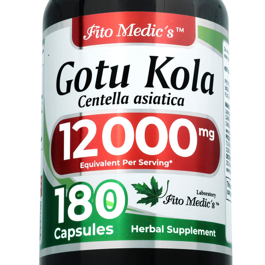 Front view of FITO MEDIC'S Lab Gotu Kola 180-count bottle