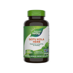Nature's Way Gotu Kola bottle with label showing 950 mg per 2-capsule serving