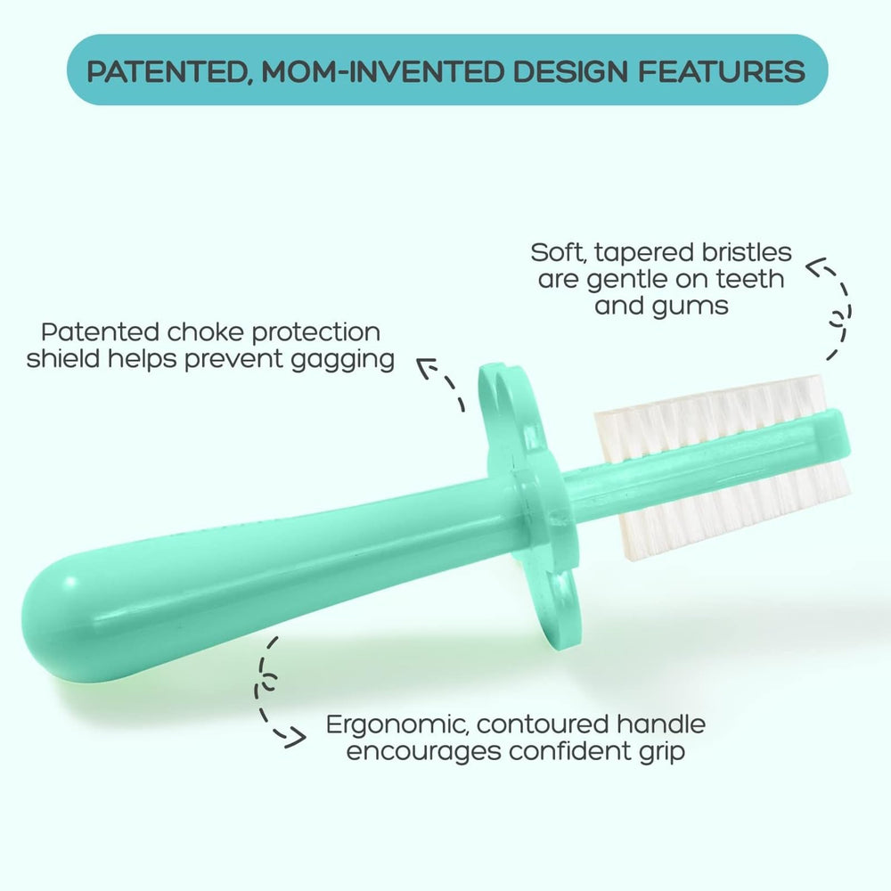Anti-choke shield on Grabease toddler toothbrush