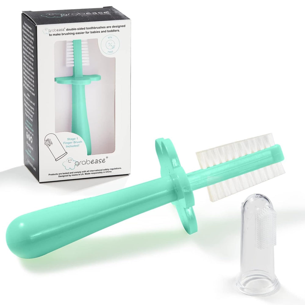 Hero image: Grabease double-sided training toothbrush for toddlers in mint