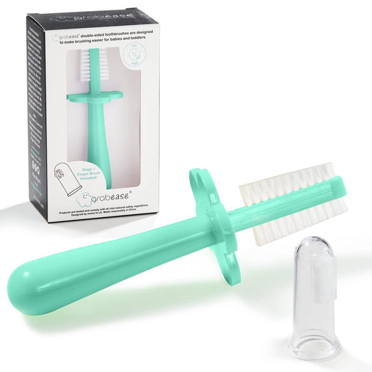 Hero image: Grabease double-sided training toothbrush for toddlers in mint